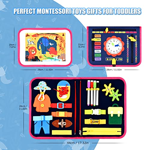 Busy Board Montessori Toys For Toddlers Sensory Toys Gifts For 1 2 3 4 5 6 Year Old Girls Boys Preschool Educational Learning Toys Activity Board For Fine Motor Skills Kids Airplane Car Travel Toys