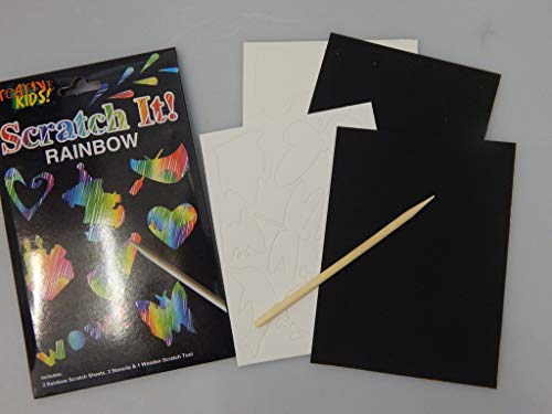 Magic Rainbow Scratch Paper Art Kit for Kids and Adults with Wooden Stylus Scratchers Travel Activity on Airplane or Car, Great Sensory Stress Relief Anxiety Autism ADHD (2 Pieces A5 Scratch Magic)