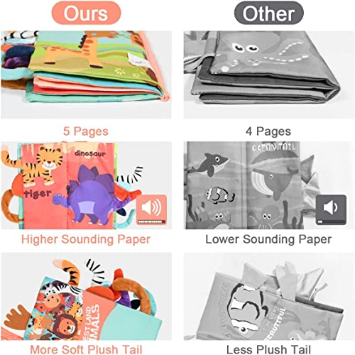 Vicloon Baby Soft Books, Baby Cloth Book, Crinkle Sensory Touch and Feel Book, Early Learning Babies First Books Quiet Books for 0-3 Year Old Toddlers Kids for Education Intelligence Development