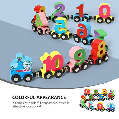 TOYANDONA 1 Set Wooden Train Toys Set Train Cars Digital Toys Toys Train Sets Wooden Magnetic Train Toys Montessori Toys Early Educational Development Toys for Kids Toddler Boys