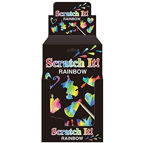Magic Rainbow Scratch Paper Art Kit for Kids and Adults with Wooden Stylus Scratchers Travel Activity on Airplane or Car, Great Sensory Stress Relief Anxiety Autism ADHD (2 Pieces A5 Scratch Magic)