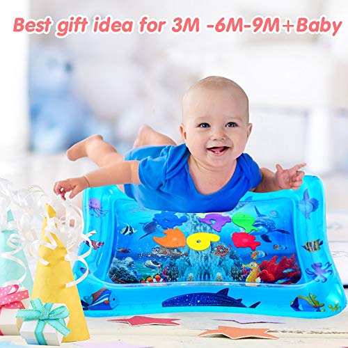VATOS Tummy Time Water Mat Inflatable Baby Water Play Mat for Kids Perfect Sensory Toys for Baby Early Development Activity Centers for Infants & Toddlers 3 6 9 Months Newborn Girls Boys