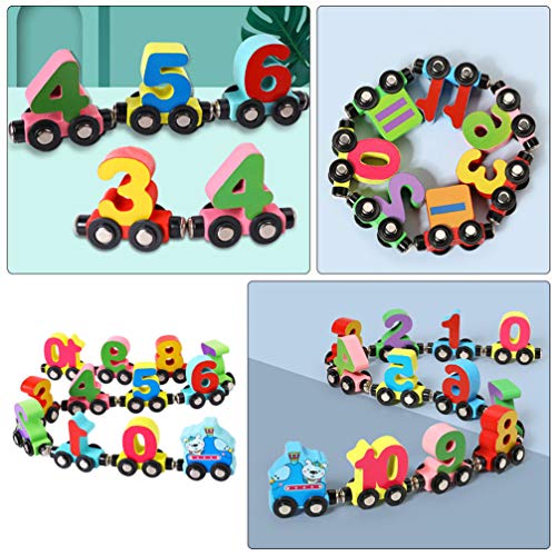 TOYANDONA 1 Set Wooden Train Toys Set Train Cars Digital Toys Toys Train Sets Wooden Magnetic Train Toys Montessori Toys Early Educational Development Toys for Kids Toddler Boys