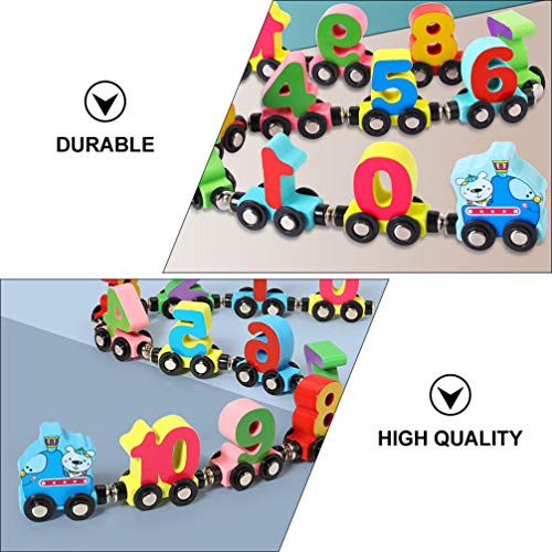 TOYANDONA 1 Set Wooden Train Toys Set Train Cars Digital Toys Toys Train Sets Wooden Magnetic Train Toys Montessori Toys Early Educational Development Toys for Kids Toddler Boys