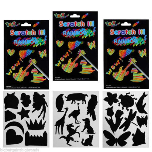 Magic Rainbow Scratch Paper Art Kit for Kids and Adults with Wooden Stylus Scratchers Travel Activity on Airplane or Car, Great Sensory Stress Relief Anxiety Autism ADHD (2 Pieces A5 Scratch Magic)