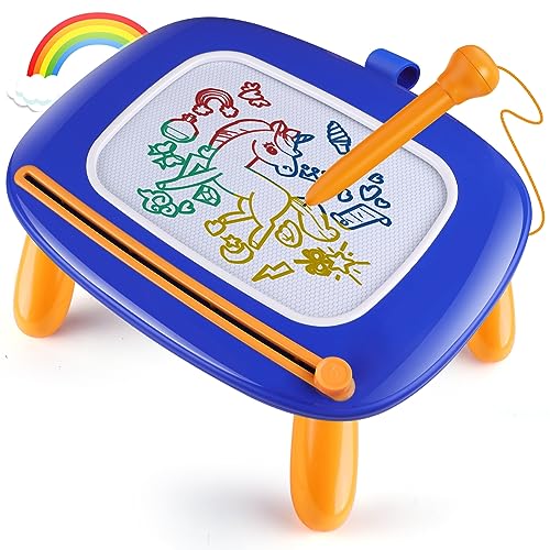 Smasiagon Magnetic Drawing Board for Kids, Toddlers Boy Toys Age 1 2 3, Colorful Erasable Magna Doodle Pad Early Education Learning Development Toy for 18+ Month Old Boys Birthday Gifts, Navy Blue