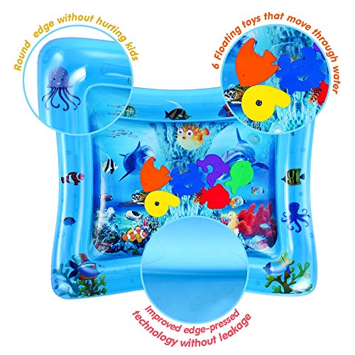 VATOS Tummy Time Water Mat Inflatable Baby Water Play Mat for Kids Perfect Sensory Toys for Baby Early Development Activity Centers for Infants & Toddlers 3 6 9 Months Newborn Girls Boys
