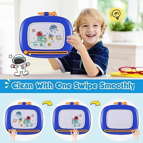 Smasiagon Magnetic Drawing Board for Kids, Toddlers Boy Toys Age 1 2 3, Colorful Erasable Magna Doodle Pad Early Education Learning Development Toy for 18+ Month Old Boys Birthday Gifts, Navy Blue