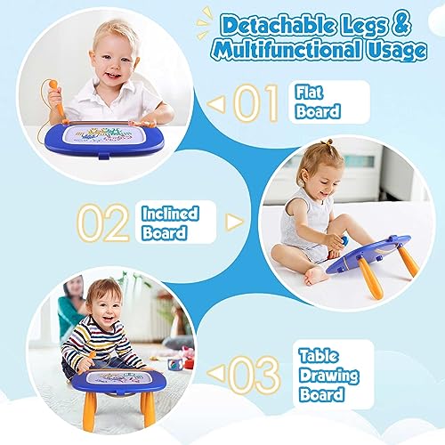 Smasiagon Magnetic Drawing Board for Kids, Toddlers Boy Toys Age 1 2 3, Colorful Erasable Magna Doodle Pad Early Education Learning Development Toy for 18+ Month Old Boys Birthday Gifts, Navy Blue