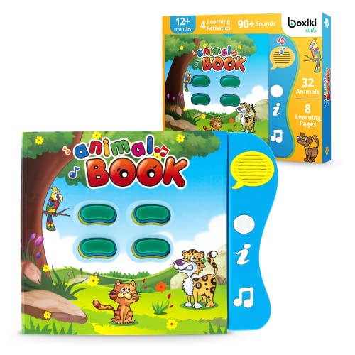 Boxiki kids Animal Learning Sound Book Activity Book for Toddlers 12-18 Months and Early Baby Development. Electronic Animal Book, Play Music, Learn Animal Names, Sounds for Babies 1-2 Years Olds