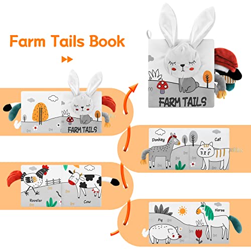 Sirecal Baby Books 0-6 Months, Soft Crinkle Cloth High Contrast Sensory Books for Babies, Newborn Touch Feel Activity Early Development Toy Infant 0 3 6 12 Months Boy Girl Shower Gifts (Rabbit)