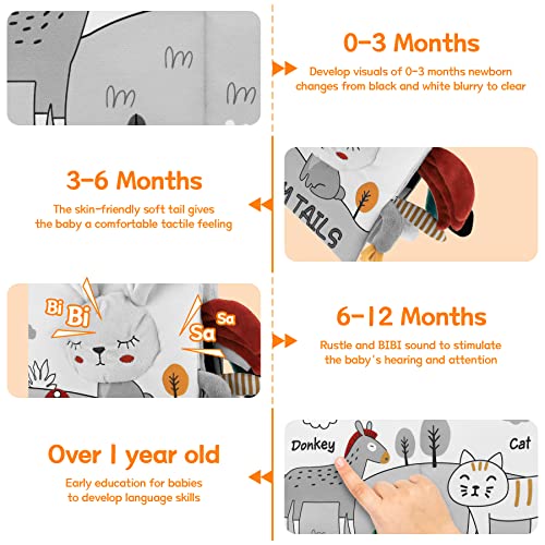 Sirecal Baby Books 0-6 Months, Soft Crinkle Cloth High Contrast Sensory Books for Babies, Newborn Touch Feel Activity Early Development Toy Infant 0 3 6 12 Months Boy Girl Shower Gifts (Rabbit)