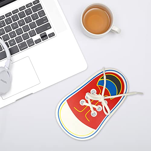 CHEERYMAGIC Wooden Lacing Shoe, Shoe Lace Practice Board Learn to Tie Shoe Laces Kids Teaching Tie Shoelaces Shoelace Teaching Aids Lacing Shoes Educational Tool For Kids Toddler A4-XDX