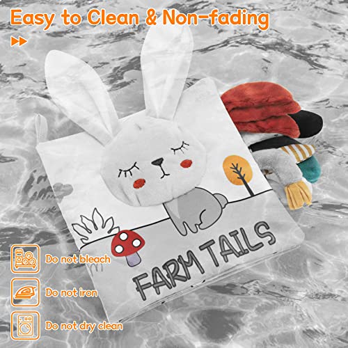 Sirecal Baby Books 0-6 Months, Soft Crinkle Cloth High Contrast Sensory Books for Babies, Newborn Touch Feel Activity Early Development Toy Infant 0 3 6 12 Months Boy Girl Shower Gifts (Rabbit)