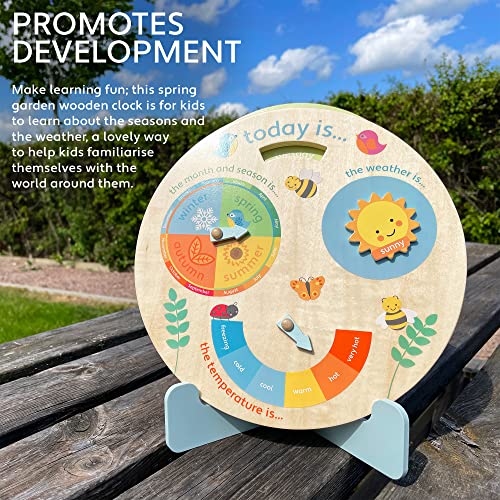 Kids Weather Clock, Wooden Teaching Clock – Magnetic Clock Weather Station, Wooden Early Development & Activity Toys for Girls and Boys, Toddler Toys – Kids Calendar Clock by Orange Tree Toys
