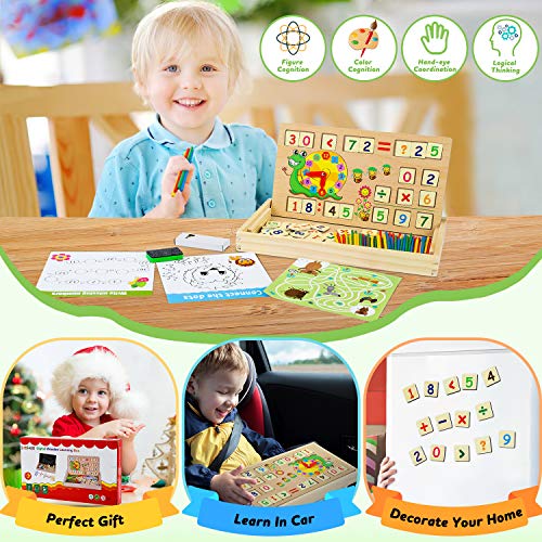 lenbest Wooden Toys Maths Games - Educational Science Kits - Number Blocks | Teaching Learning Clock | Counting Toys - Early Development & Activity Toys - Toys for 4 5 6 Year Old Boys Girls gifts
