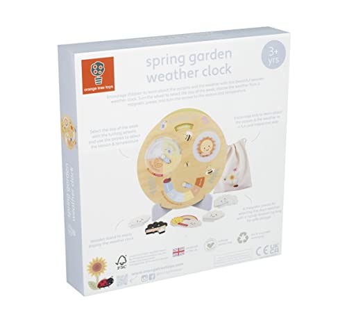 Kids Weather Clock, Wooden Teaching Clock – Magnetic Clock Weather Station, Wooden Early Development & Activity Toys for Girls and Boys, Toddler Toys – Kids Calendar Clock by Orange Tree Toys