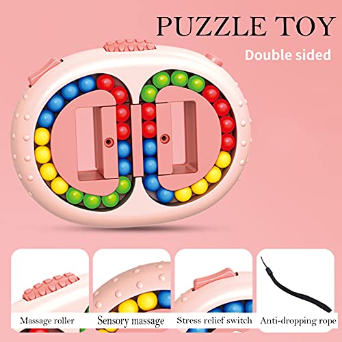 Magic Bean Rotating Cube Toy,Fidget Toy Spinner Ball Sorting Game Puzzle Brain Training Handheld Spinning Decompression Toy,Jigsaw Bean Toy Gifts for Kids,Teens,Adults Rotating Finger Cube Toy