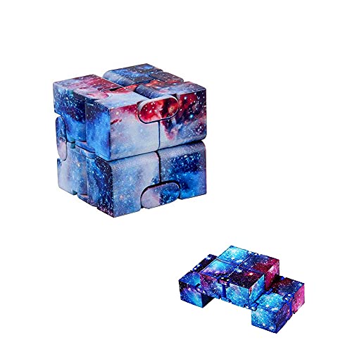 Tukcherry Infinity Cube Fidget Cube Toy Stress Anxiety Relief for Adults and Kids Hand-Held Magic Puzzle Flip Cube Preschool Toy for ADD ADHD Fidget Finger Cube Toys for Killing Time (Starry sky)