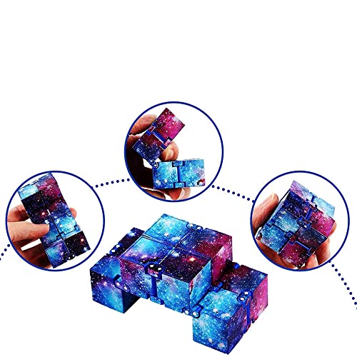 Tukcherry Infinity Cube Fidget Cube Toy Stress Anxiety Relief for Adults and Kids Hand-Held Magic Puzzle Flip Cube Preschool Toy for ADD ADHD Fidget Finger Cube Toys for Killing Time (Starry sky)