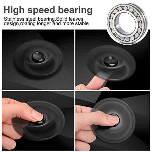 Aolcev Fidget Spinner Hand Spinner Fidget Toy Stainless Steel Metal 2-5 Minutes Fast Bearing Spins Hand Spinner Tri Finger Gyro Toy ADHD EDC Focus Anxiety Stress Relief Toys for Kids Women Men-Black
