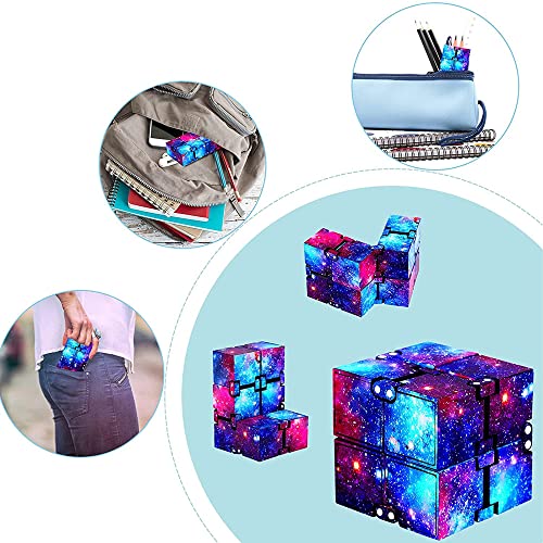 Tukcherry Infinity Cube Fidget Cube Toy Stress Anxiety Relief for Adults and Kids Hand-Held Magic Puzzle Flip Cube Preschool Toy for ADD ADHD Fidget Finger Cube Toys for Killing Time (Starry sky)