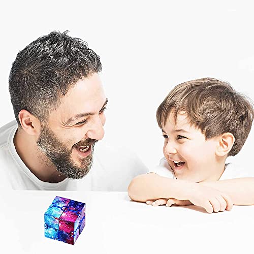 Tukcherry Infinity Cube Fidget Cube Toy Stress Anxiety Relief for Adults and Kids Hand-Held Magic Puzzle Flip Cube Preschool Toy for ADD ADHD Fidget Finger Cube Toys for Killing Time (Starry sky)
