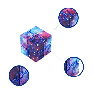 Tukcherry Infinity Cube Fidget Cube Toy Stress Anxiety Relief for Adults and Kids Hand-Held Magic Puzzle Flip Cube Preschool Toy for ADD ADHD Fidget Finger Cube Toys for Killing Time (Starry sky)