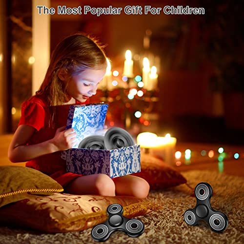 Aolcev Fidget Spinner Hand Spinner Fidget Toy Stainless Steel Metal 2-5 Minutes Fast Bearing Spins Hand Spinner Tri Finger Gyro Toy ADHD EDC Focus Anxiety Stress Relief Toys for Kids Women Men-Black