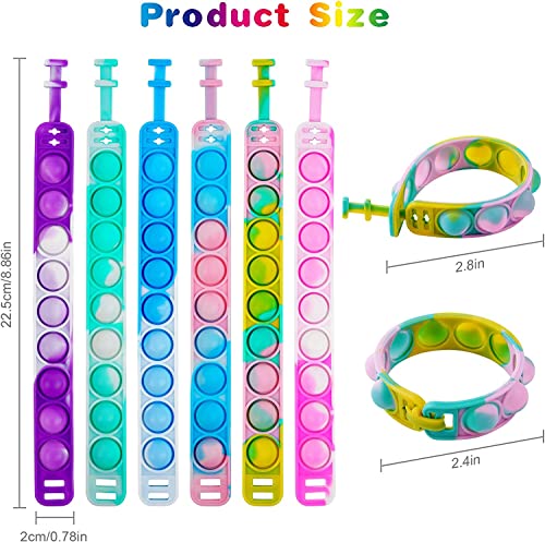 Ainiv 12PCS Fidget Bracelet Toys, Silicone Push Pop Bubble Wristband, Rainbow Multicolor Stress Relief Hand Finger, Poppet Sensory Fidget Bulk Hand Toys for Kids Adults ADHD OCD Anxiety Special Needs