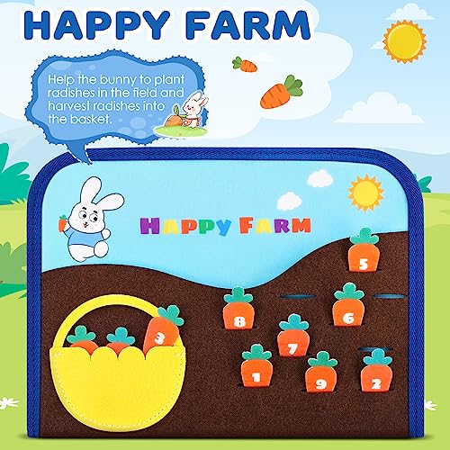 Japace Interactive Felt Busy Board for Kid Early Development Toys Montessori Educational Multi-page Busy Activity Book for Toddler 1 2 3 4 Year Olds Board Dinosaur Toy for Boys Baby Gift(Blue)