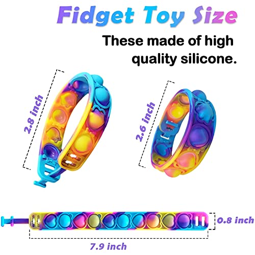 20 PCS Fidget Bracelet Toys Pop It Fidget Toys Pack, Multicolor Stress Relief Hand Finger Decompression Toy, Stress Relief Wristband Hand Sensory Toys for Kids & Adults, ADD, ADHD, Austism (20pcs-L)