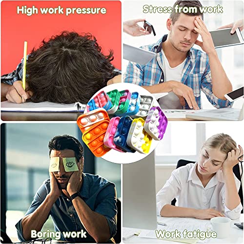 Yeefunjoy 12PCS Mini Pop Fidget Toys Pack Party Favours, Mini Pop Fidget Toy Keychain Bubble Sensory Toy, Push Stress Relief Finger Toys, Anti Anxiety Mini Keyring Keychain Toy Set for Adults Kids