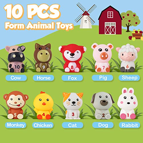 Dreamon Farm Animals Stacking Toys, Montessori Toys Learning Resource for Toddlers, Matching Counting Colour Sorting Toys, Early Development & Activity Toys for Preschool Kids 1 2 3 Years Old