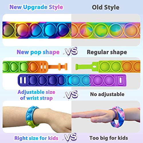 20 PCS Fidget Bracelet Toys Pop It Fidget Toys Pack, Multicolor Stress Relief Hand Finger Decompression Toy, Stress Relief Wristband Hand Sensory Toys for Kids & Adults, ADD, ADHD, Austism (20pcs-L)