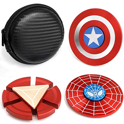 Superhero Fidget Spinners Toys Pack for Kids Adults, Metal Finger Hand Spinner Gadget for Stress Relief, Birthday Gifts Bag Fillers Party Favor Classroom Prizes Superhero Toy for Age 5 6 7 8 9