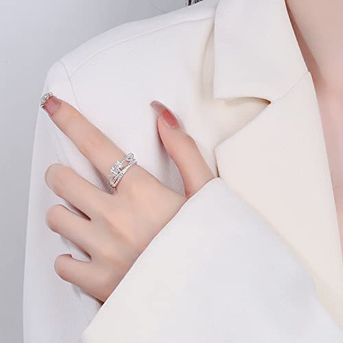 Anxiety Ring,Silver Zirconia,Spinner Fidget,Women Adjustable Stress Reliever With Jewellery Box,Jewelry,Love Girls,Thumb,Daughter Mood Gifts Finger toys Personalised Friendship,for Kids,ladies,Mother