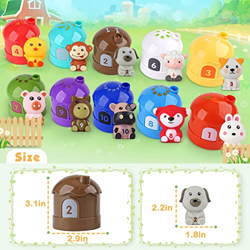 Dreamon Farm Animals Stacking Toys, Montessori Toys Learning Resource for Toddlers, Matching Counting Colour Sorting Toys, Early Development & Activity Toys for Preschool Kids 1 2 3 Years Old