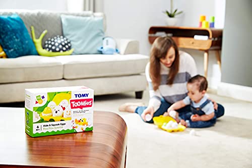 TOMY Toomies Hide and Squeak Eggs, Educational Shape Sorter Baby, Toddler and Kids Toy, Suitable For 6 Months and 1, 2 and 3 Year Old Boys and Girls