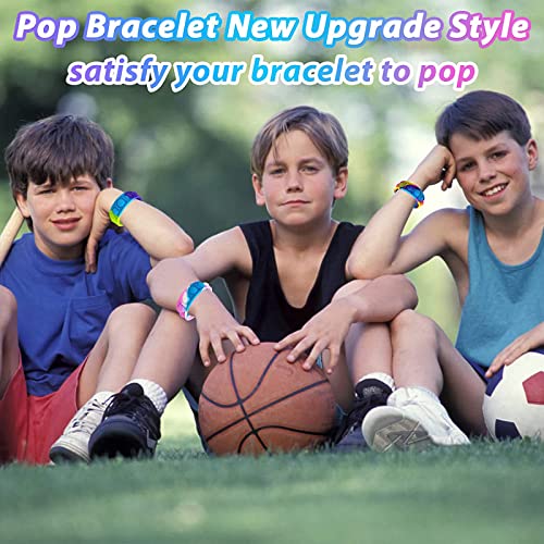 20 PCS Fidget Bracelet Toys Pop It Fidget Toys Pack, Multicolor Stress Relief Hand Finger Decompression Toy, Stress Relief Wristband Hand Sensory Toys for Kids & Adults, ADD, ADHD, Austism (20pcs-L)