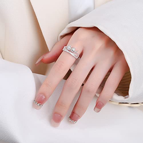 Anxiety Ring,Silver Zirconia,Spinner Fidget,Women Adjustable Stress Reliever With Jewellery Box,Jewelry,Love Girls,Thumb,Daughter Mood Gifts Finger toys Personalised Friendship,for Kids,ladies,Mother