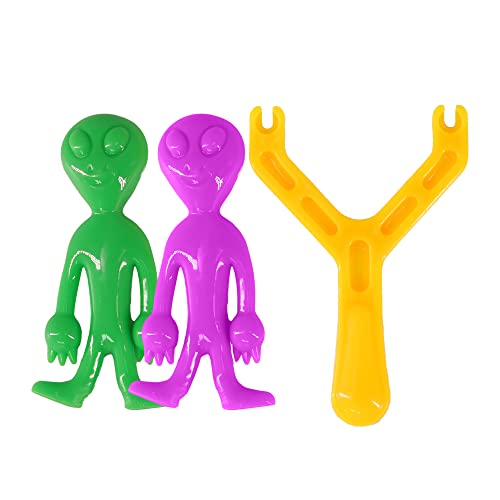 D.A.Y. Republic 1pcs Catapult Alien Flik’n Fun Flying Finger Toys, Stretchy Rubber Flick Aliens, Slingshot Shooting Game for Kids & Adults, Stress Relief Fidget Toy, Party Favours