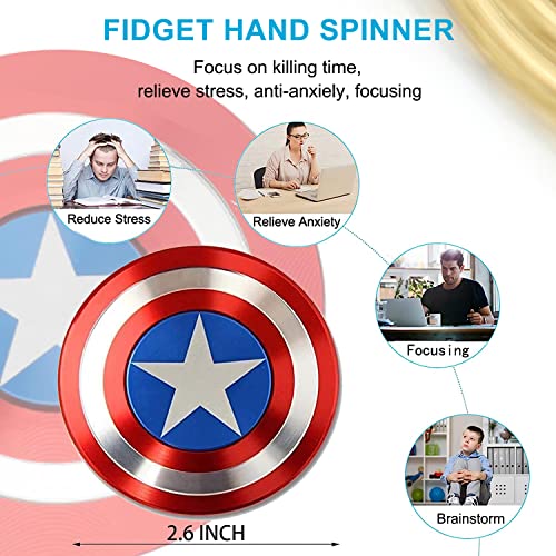 Superhero Fidget Spinners Toys Pack for Kids Adults, Metal Finger Hand Spinner Gadget for Stress Relief, Birthday Gifts Bag Fillers Party Favor Classroom Prizes Superhero Toy for Age 5 6 7 8 9