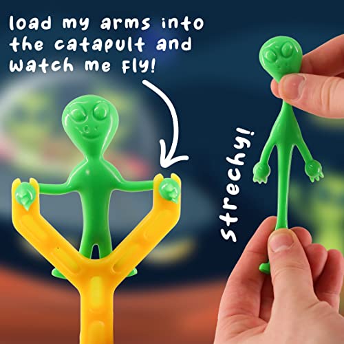 D.A.Y. Republic 1pcs Catapult Alien Flik’n Fun Flying Finger Toys, Stretchy Rubber Flick Aliens, Slingshot Shooting Game for Kids & Adults, Stress Relief Fidget Toy, Party Favours