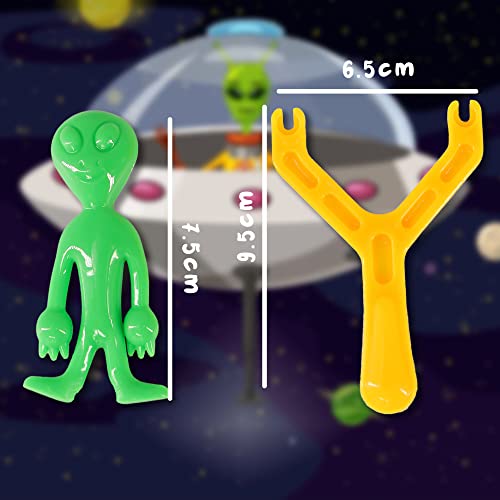 D.A.Y. Republic 1pcs Catapult Alien Flik’n Fun Flying Finger Toys, Stretchy Rubber Flick Aliens, Slingshot Shooting Game for Kids & Adults, Stress Relief Fidget Toy, Party Favours