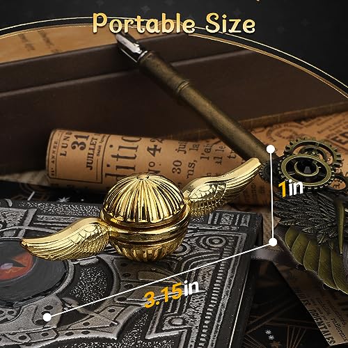 Golden Fidget Spinner Metal Fingertip Gyro Fidget Ball Toy for Fans of Magical World, Finger Hand Spinner Birthday Gift for Kid Adult, Small Desk Sensory Stress Relief Toy