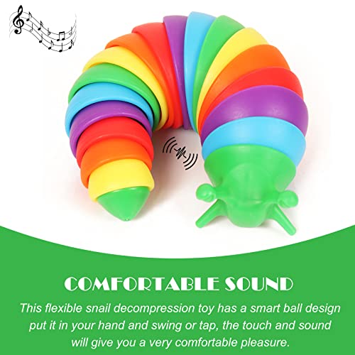 Fidget Slug Sensory Toys Articulated Fingers 3D Slug Fidget Toy Anxiety Stress Reliever Office Desk Toy Flexible Stretch Stim Twisted Rainbow Slug Toy Fun Educational Toys Gift for Kids Children Adult