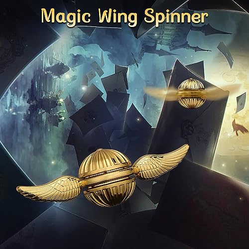Golden Fidget Spinner Metal Fingertip Gyro Fidget Ball Toy for Fans of Magical World, Finger Hand Spinner Birthday Gift for Kid Adult, Small Desk Sensory Stress Relief Toy
