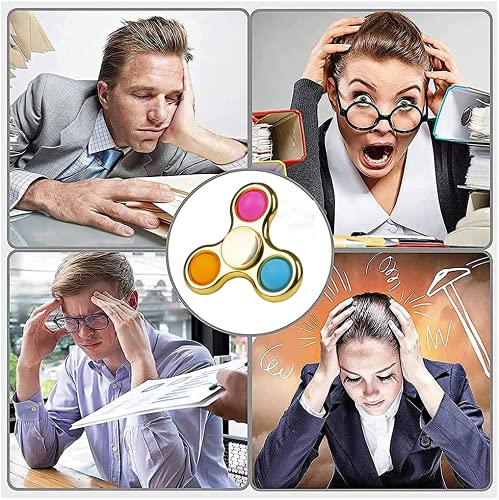 Chrome Fidget Spinner Poppet Simple Rotation Sensory Toy, Pop it Fidget Toy, Portable Fidget Poppet Stress Relief Anti-Anxiety Poper Spinner Metallic Gold Hand Toy Brain Development Toy Gift for Kids