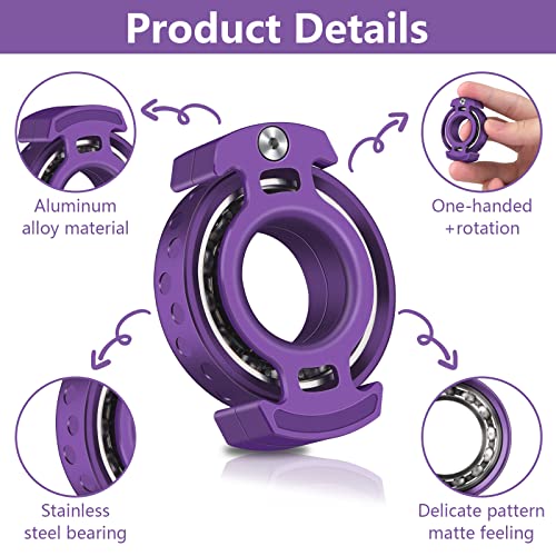 Aolcev Fidget Spinner Fidget Toy Hand Spinner Stainless Steel Metal 1-3 Min Rotating Fidget Sensory Toy Handheld Fidget Toys Finger Gyro Toy EDC Focus Anxiety Stress Relief Toys for Kids Adults Purple